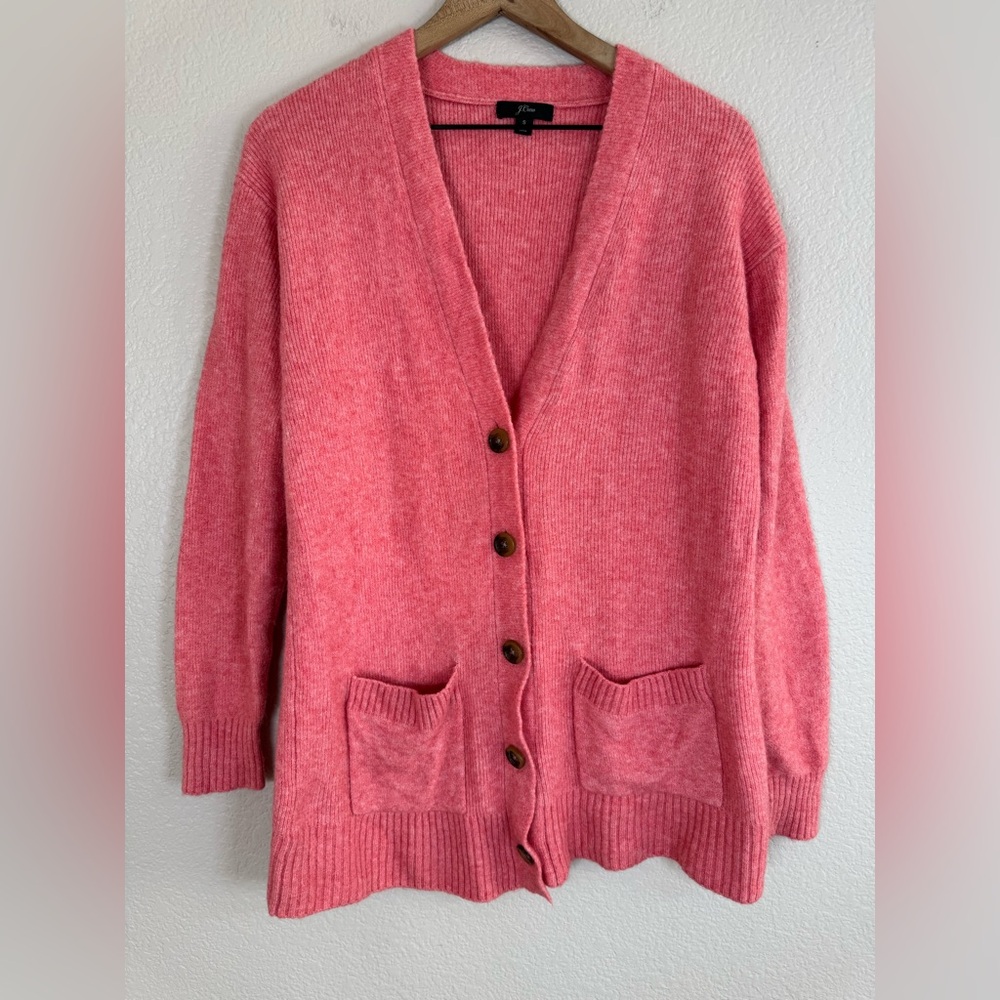 J. Crew Supersoft Yarn Wool Long Line Button Front Cardigan Sweater Small $128